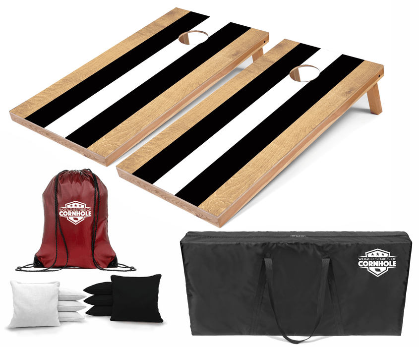 Recreational Cornhole Set World Series of Cornhole Recreational Cornhole Set - Black and White Stripes Boards with Black and White Bags