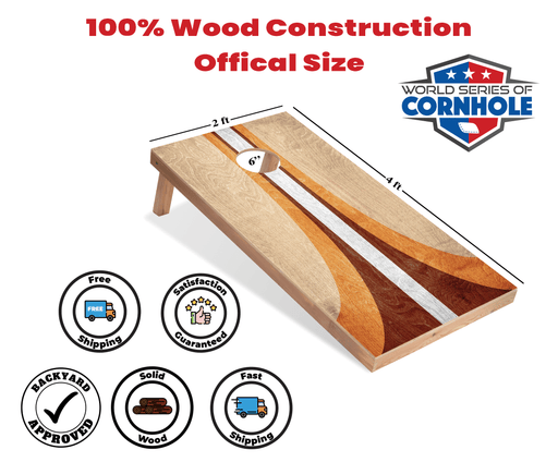 Recreational Cornhole Set World Series of Cornhole Recreational Cornhole Set - Retro Curved Wood Boards with Red and Royal Blue Bags
