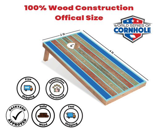 Recreational Cornhole Set World Series of Cornhole Recreational Cornhole Set - Kai Surfboard Boards with Red and Royal Blue Bags