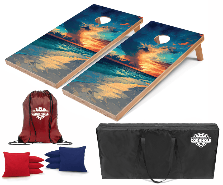 Recreational Cornhole Set World Series of Cornhole Recreational Cornhole Set - Gulf Shores National Park Daytime Boards with Red and Royal Blue Bags