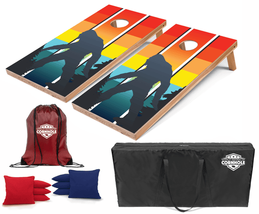 Recreational Cornhole Set World Series of Cornhole RecreationalCornhole Set - Retro Sasquatch Boards with Red and Royal Blue Bags