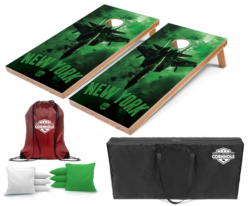 World Series of Cornhole Recreational Cornhole Set - New York Jets Boards with White and Kelly Green Bags