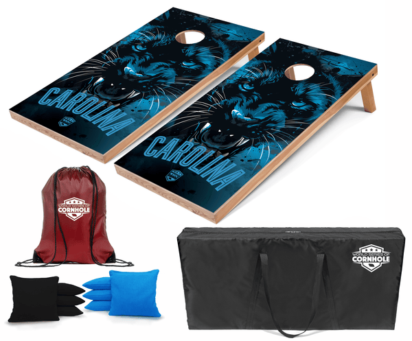 Recreational Cornhole Set World Series of Cornhole Recreational Cornhole Set - Carolina Panthers Boards with Black and Turquoise Bags