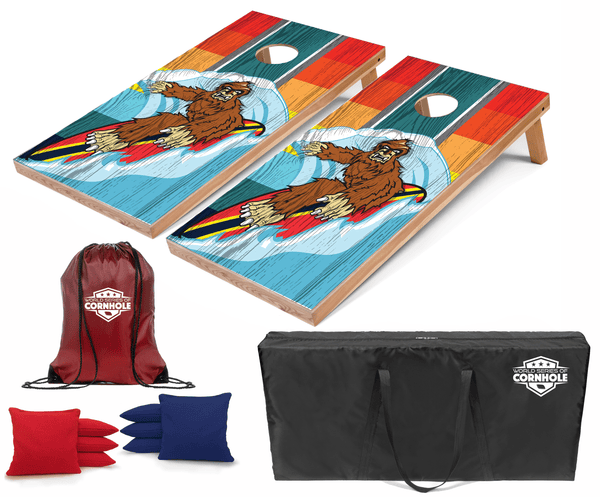 Recreational Cornhole Set World Series of Cornhole Recreational Cornhole Set - Riding Waves Sasquatch Boards with Red and Royal Blue Bags