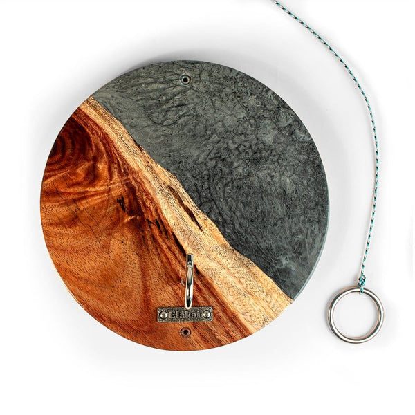Hook and Ring One of a Kind Gray Stone Epoxy Resin Live-Edge Wood Hook and Ring Toss Game