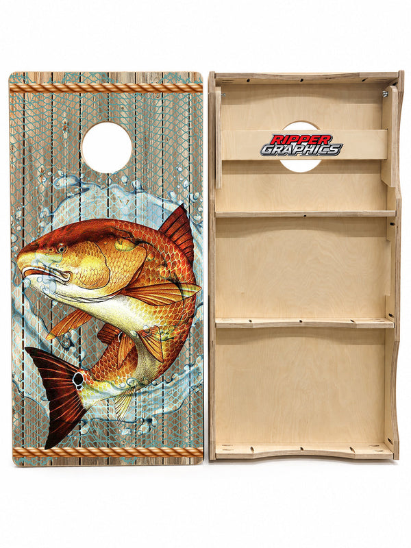 Red Fish Cornhole Design