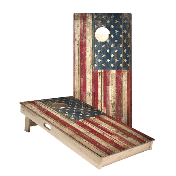Rustic United States Flag Star Cornhole Boards