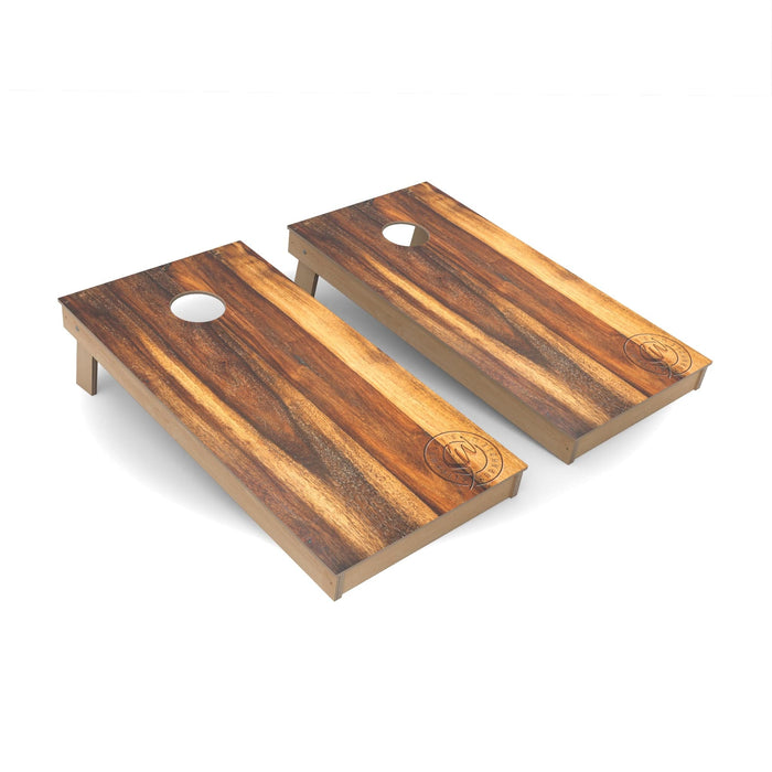 Natural Wood Cornhole Boards - Backyard