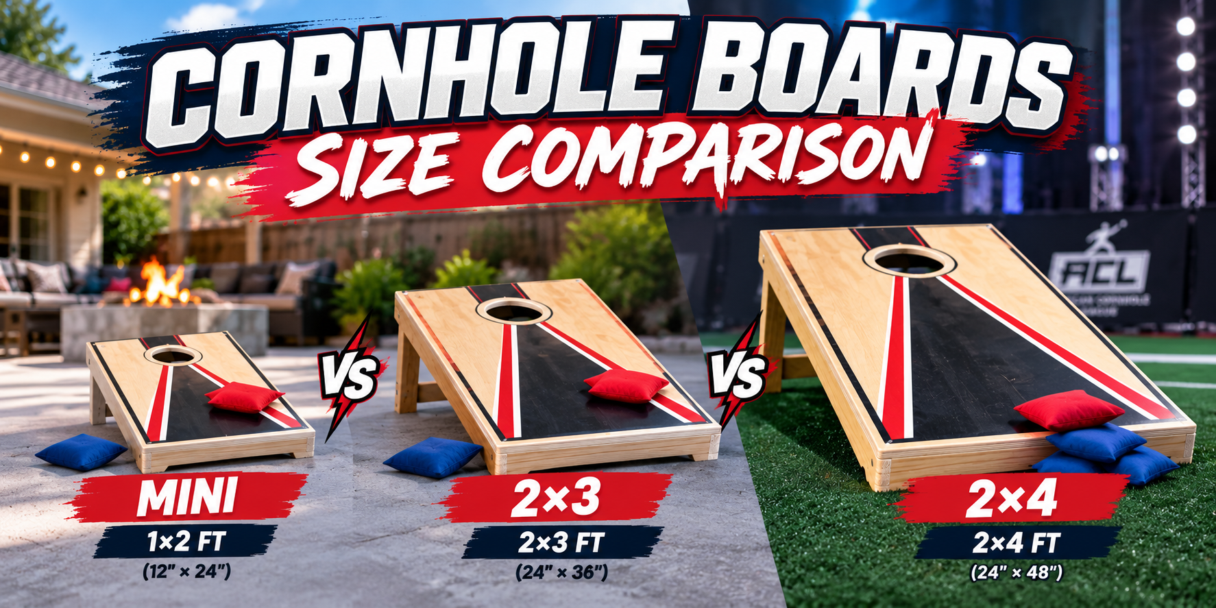 compare cornhole board sizes