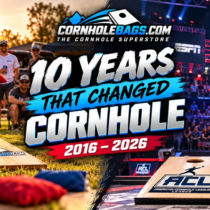 cornhole player in the backyard 10 years ago and acl pro playing now