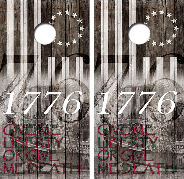 Patriotic American flag cornhole boards in red, white and blue designs