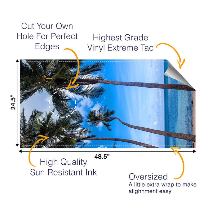 Palm Trees Ocean Cornhole Boards Wraps (Set of 2)