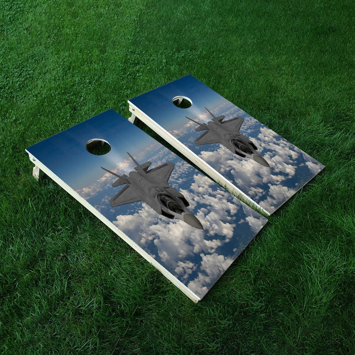 Front View Jet Cornhole Boards Wraps (Set of 2)