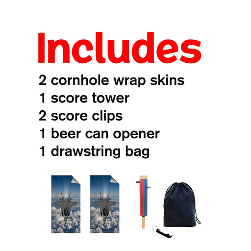 Front View Jet Cornhole Boards Wraps (Set of 2)