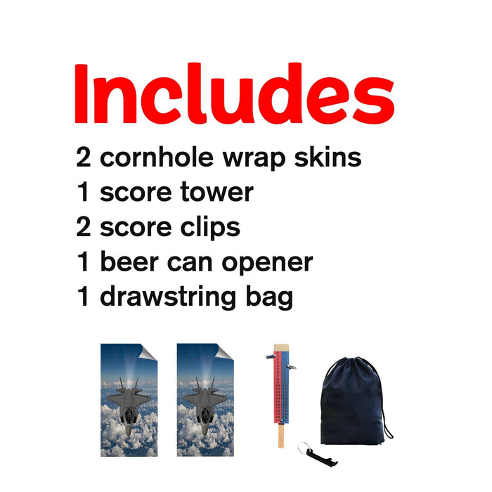 Front View Jet Cornhole Boards Wraps (Set of 2)