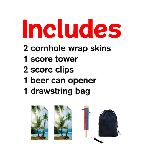 Island Palm Cornhole Boards Wraps (Set of 2)