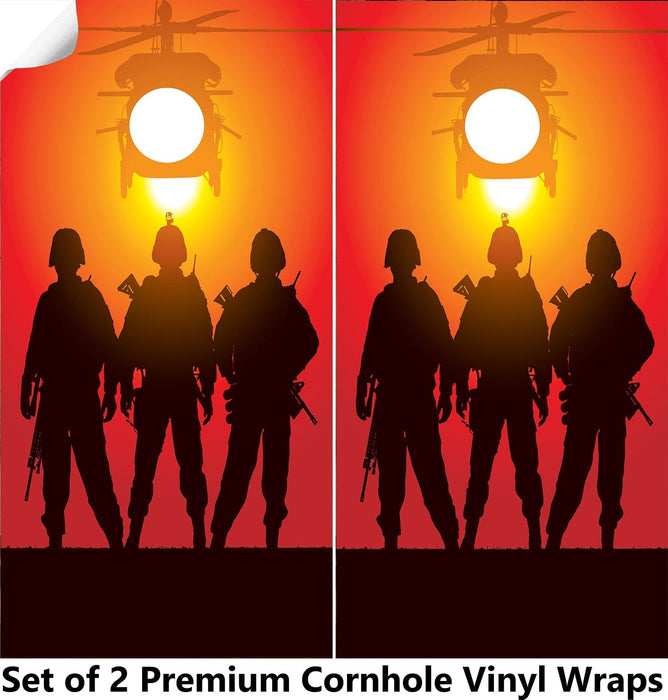Soldiers Sunset Cornhole Boards Wraps (Set of 2)