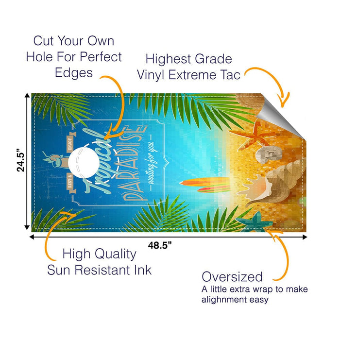 Tropical Cartoon Cornhole Boards Wraps (Set of 2)
