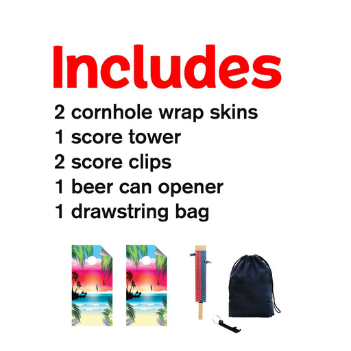 Colorful Tropical Cornhole Boards Wraps (Set of 2)