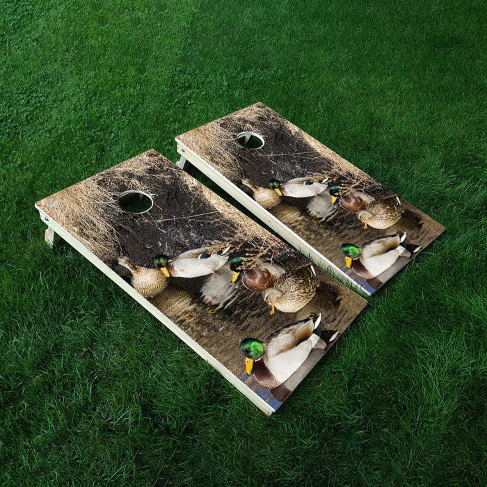 Ducks in water Cornhole Boards Wraps (Set of 2)