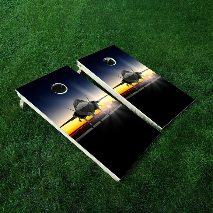 Cartoon Jet Cornhole Boards Wraps (Set of 2)