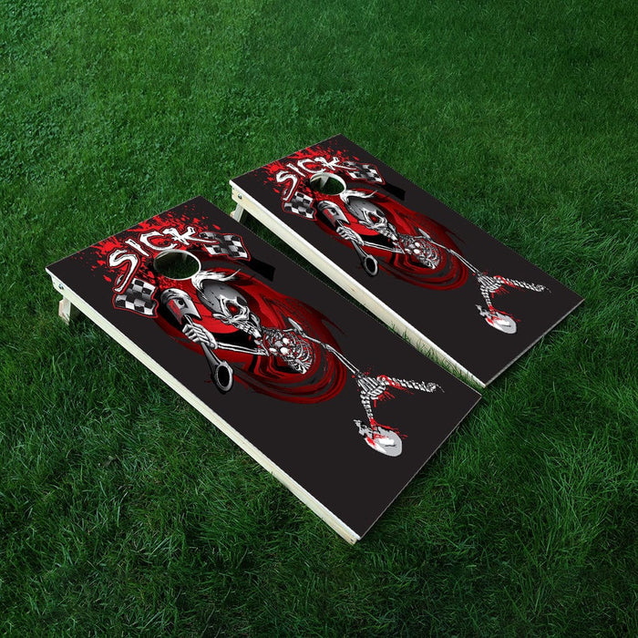 Sick Race Flag Cornhole Boards Wraps (Set of 2)