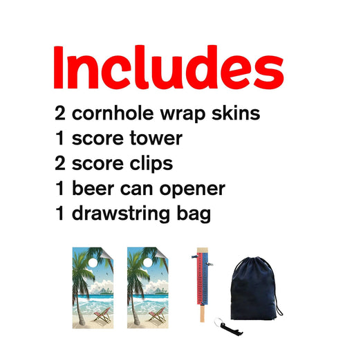 Tropical Chair Cornhole Boards Wraps (Set of 2)