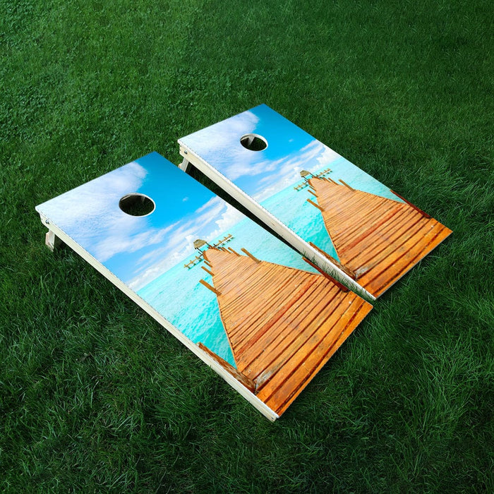 Ocean Pier Cornhole Boards Wraps (Set of 2)