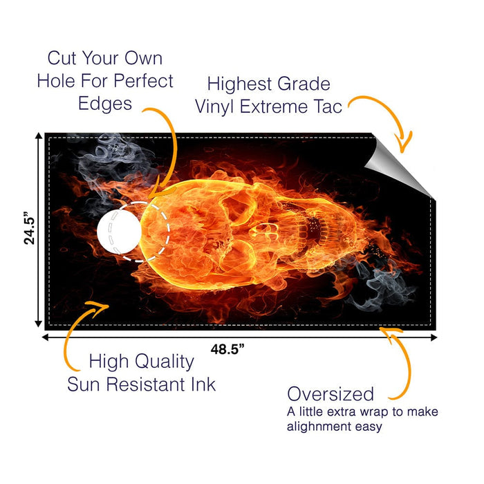 Flames Skull Cornhole Boards Wraps (Set of 2)