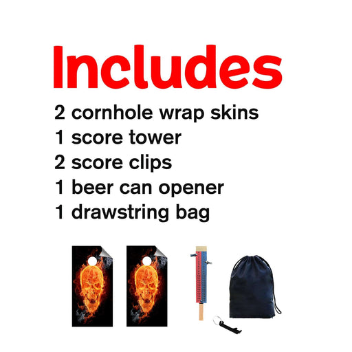 Flames Skull Cornhole Boards Wraps (Set of 2)