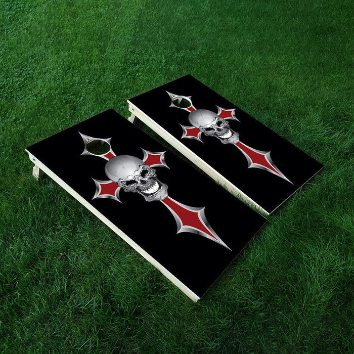 Cross Skull Cornhole Boards Wraps (Set of 2)