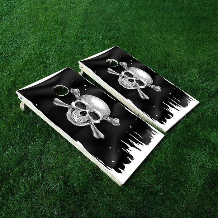 Pirate Skull Cornhole Boards Wraps (Set of 2)