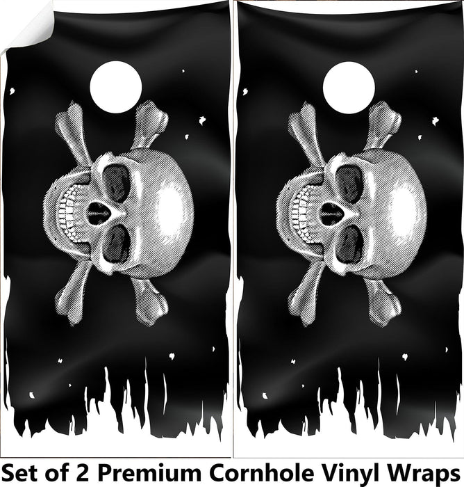 Pirate Skull Cornhole Boards Wraps (Set of 2)