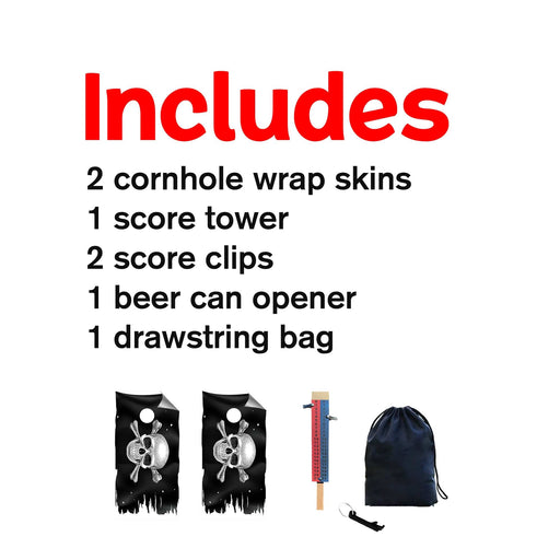 Pirate Skull Cornhole Boards Wraps (Set of 2)