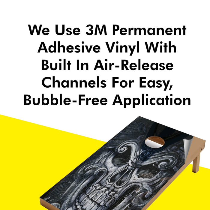 Large Creepy Skull Cornhole Boards Wraps (Set of 2)