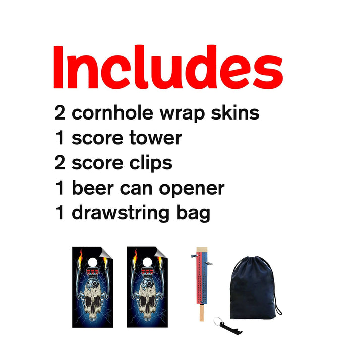 Engine Skull Cornhole Boards Wraps (Set of 2)