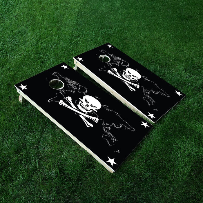 Map Skull Cornhole Boards Wraps (Set of 2)