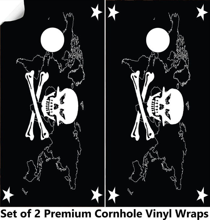 Map Skull Cornhole Boards Wraps (Set of 2)