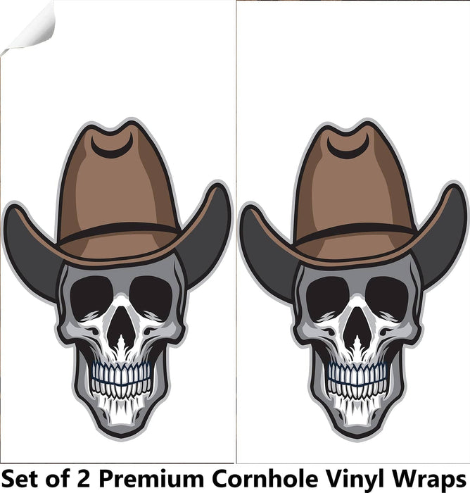 Cowboy Skull Cornhole Boards Wraps (Set of 2)