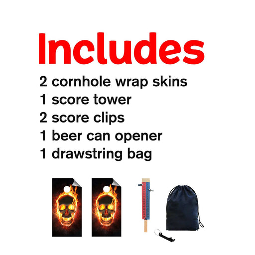Fire Red Skull Cornhole Boards Wraps (Set of 2)