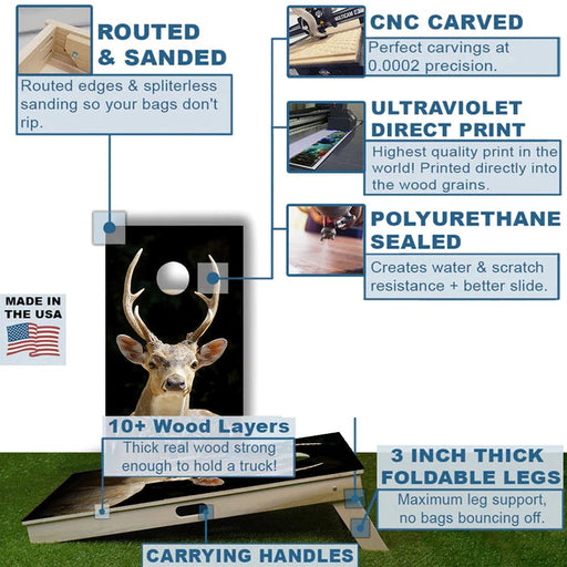 Deer in Black Professional Cornhole Boards