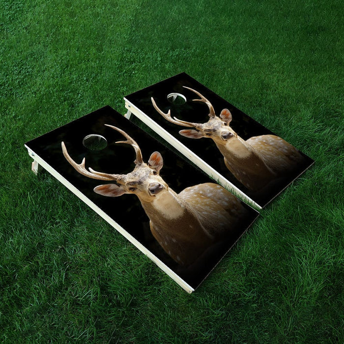 Deer In Black Cornhole Boards Wraps (Set of 2)