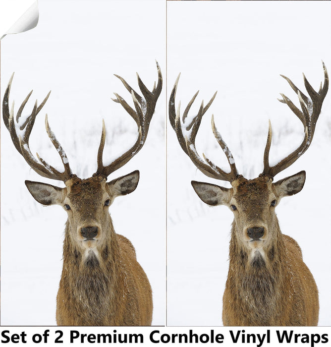 Deer White Back Cornhole Boards Wraps (Set of 2)