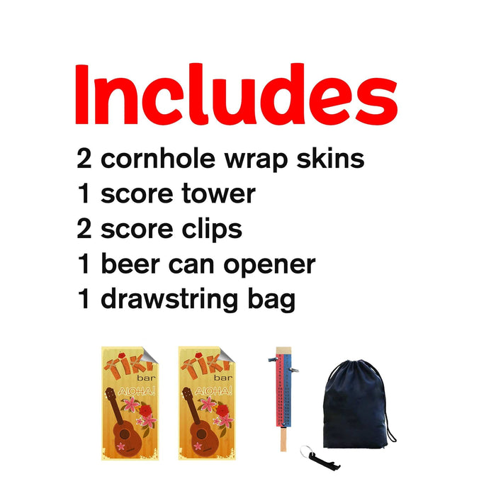 Orange Tiki Cornhole Boards Wraps (Set of 2)