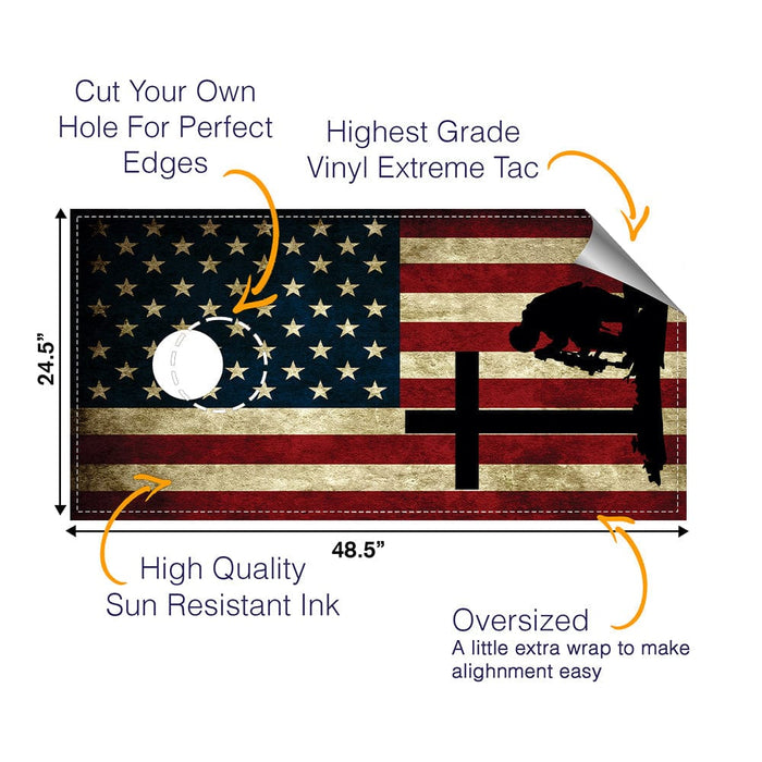 Soldier Cross Flag Cornhole Boards Wraps (Set of 2)