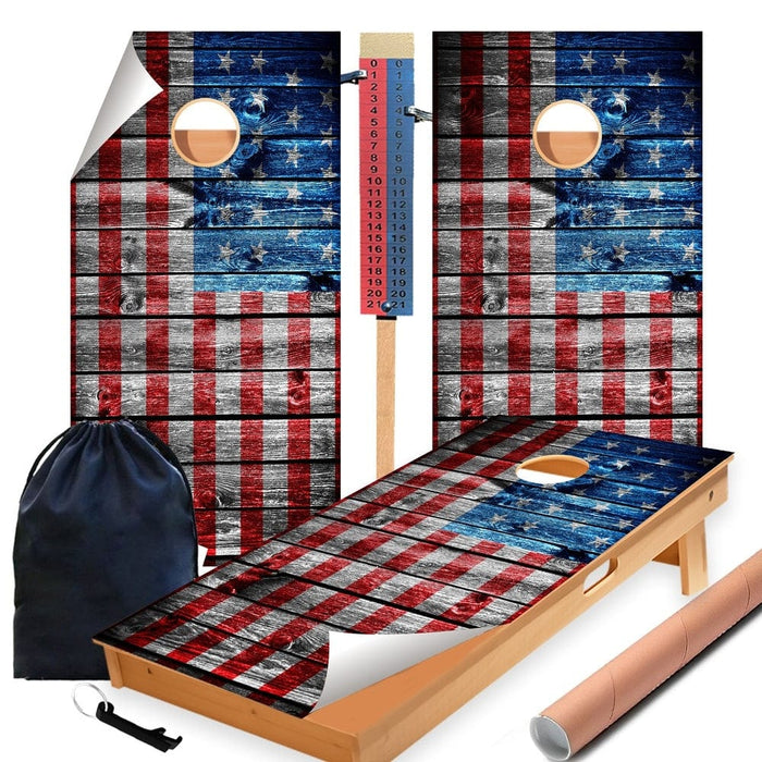 Sideway Wooden Panel Cornhole Boards Wraps (Set of 2)