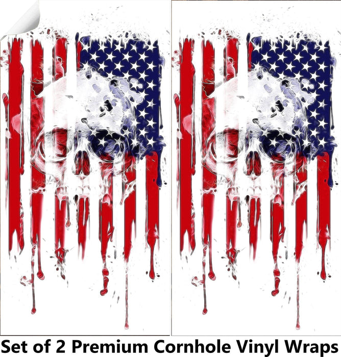Skull Flag Cornhole Boards Wraps (Set of 2)