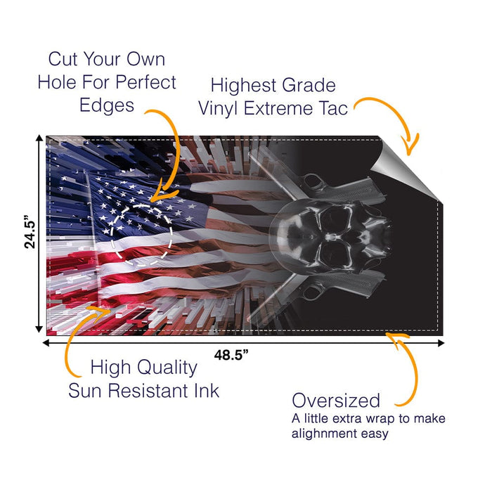 Skull Guns Flag Cornhole Boards Wraps (Set of 2)