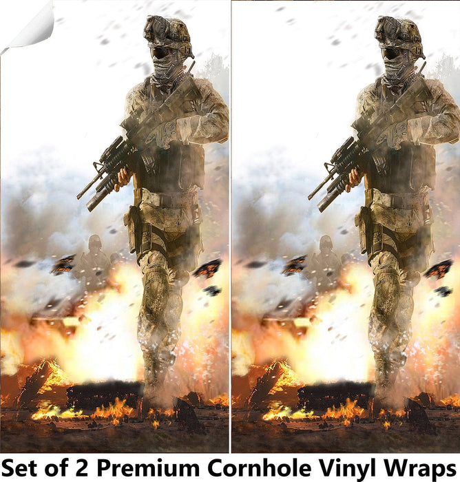 Soldier Battle Cornhole Boards Wraps (Set of 2)
