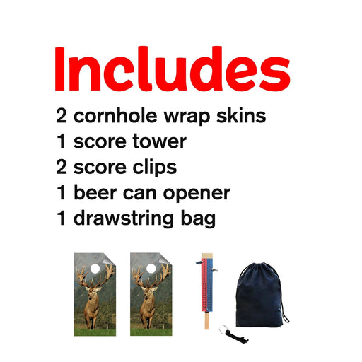 Deer On Grass Cornhole Boards Wraps (Set of 2)